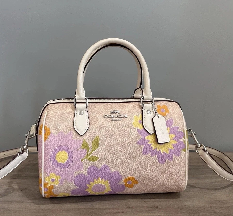 Coach CBG72 Rowan Satchel Bag In Signature Canvas With Floral Print Canvas
