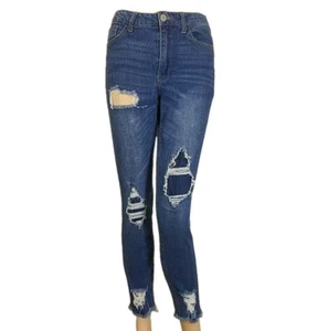 Women's Almost Famous High Rise Destructed Skinny Stretch Jeans Size 5 - Picture 1 of 11