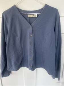 L.L. Cardigan donna Bean vintage blu carino 100% cotone come nuovo - taglia L - Foto 1 di 13