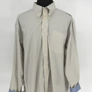 Paul Fredrick Mens 19-37 Long Sleeve Button Down Striped Shirt Flip Cuff - Picture 1 of 7