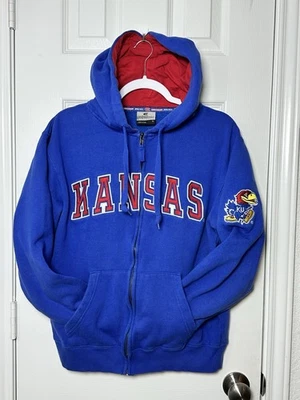 Colosseum Kansas Jayhawks Pullover Sudadera con Capucha Cremallera Completa Para Hombre Grande Azul Bordado Foto 1 de 4
