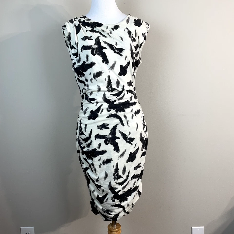 Vestido Pam & Gela Mujer Medio Blanco Gris Acanalado Plisado Funda Sin Mangas M Foto 1 de 4