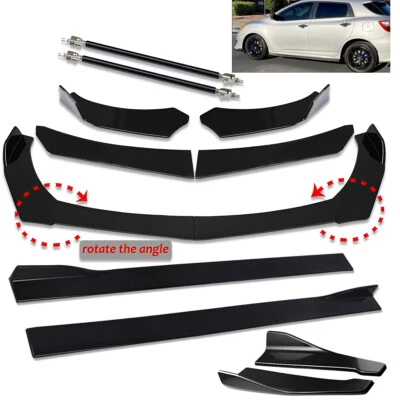 Front Bumper Lip Splitter 79"Side Skirt Strut Rods Set For Toyota Corolla Camry Foto 1 de 4