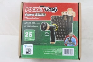 Pocket Hose As-Seen-On-TV Copper Bullet 25 Ft With Thumb Spray Nozzle ZZ - Picture 1 of 5