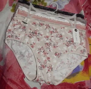 5 NEW LAURA ASHLEY LS5786 5PKC PLUS SIZE SUPER SOFT LG WAIST MF BRIEF PANTIES 2X - Picture 1 of 2