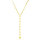 14K Yellow Gold 5mm Mirrored Multi Heart Pendant Lariat Necklace Chain 18"