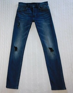 H & M Divided ― MENS 29 x 30.5 ― SKINNY Button Fly Distressed Denim Jeans #BX22 - Picture 1 of 7
