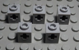 LEGO Technic Brick With cross Hole 1x1 New Grey 5 Piece - Imagen 1 de 1