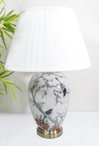 Grey Black Orange Bird Oriental Ceramic Porcelain Pattern Table Lamp G2107 - Picture 1 of 12