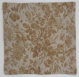 Pottery Barn Sorrel Floral Toile Reversible Pillow Cover ~ 20 x 20 Harvest Gold - Picture 1 of 2