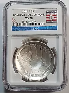2014-P $1 Baseball Hall Of Fame NGC MS 70 - Picture 1 of 4