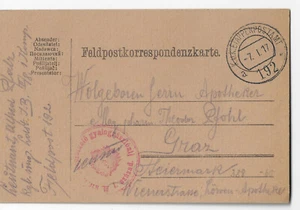 Austria 1917 K.u.K fieldpost card #192 to Graz. Red censor mark (jd418) - Picture 1 of 3