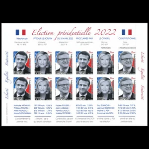 PRES22-1FND Vignettes politiques Non-dentelées FRANCE PRÉSIDENTIELLE 2022 1°TOUR - Picture 1 of 1
