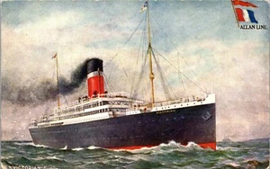 Postal de barco vintage Tuck's Oilette Allan Line SS turbina victoriana 9213 - Imagen 1 de 3
