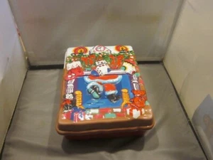 Vintage Weihnachten Keksdose Weihnachtsmann Behälter Ullman Co. mit Deckel - Bild 1 von 5
