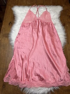 Victoria's Secret L Camisón Muy Sexy Satén Encaje Lencería Rosa Chemise - Imagen 1 de 15