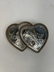 Montana Silversmiths Doppelherz Western Gürtelschnalle Ranch Wear - Silber & Gold - Bild 1 von 7