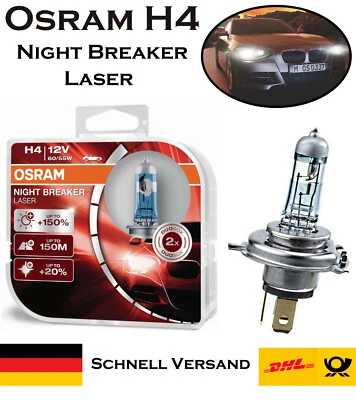 2x Osram H4 60/55W 12V 64193NL-HCB Night Breaker Laser Ersatz Lampe E-geprüft - Bild 1 von 4