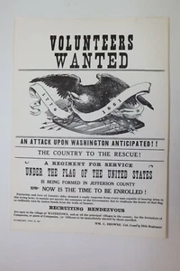 Poster Volunteers Wanted Recruiting 36th Regiment April 30, 1861 each Z9900 - Picture 1 of 4
