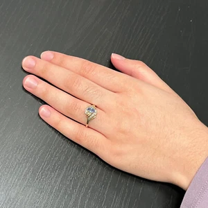 Vintage 10K ADL Solid Yellow Gold Tanzanite and Diamond Pave Ring 2.3g Size 7 - Picture 1 of 12