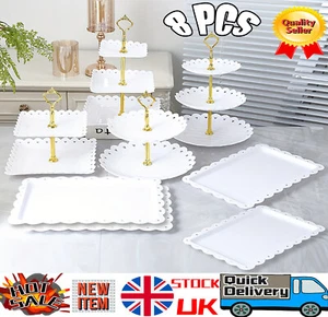 3 Tier Cake Stand Afternoon Tea Wedding Party Plates Tableware Embossed Tray UK - Picture 1 of 12