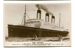 Cartolina d'epoca nave da crociera RMS MAJESTIC più grande del mondo fodero alimentato a petrolio RPPC - Foto 1 di 2