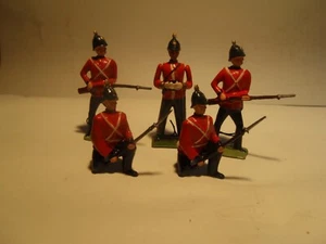 FIVE Vintage britischer massiver Bleisoldat handbemalt wie abgebildet - Bild 1 von 16