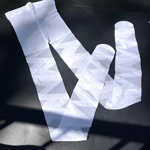 White Bandage Tights OS Mummy Costume Striped Criss Cross Sheer Y2k Halloween - Picture 1 of 6