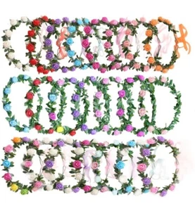 AmFor 22 Pcs Multicolor Rose Flower Wreath Crown Headpiece For Festival/Wedding - Picture 1 of 6
