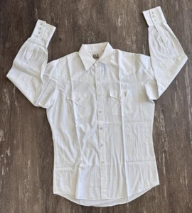 Vtg Ely Cattle California White Western Pearl Snap Long Sleeve Shirt Sz 15.5/ 34 - Picture 1 of 8
