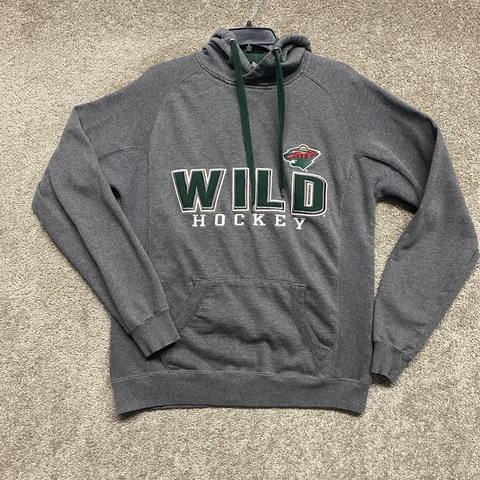 Minnesota Wild Sweater Adult Medium Gray Green Hoodie Hockey NHL Pullover Mens Cover