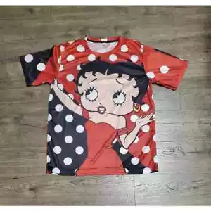 Vintage 90s Betty Boop Cartoon All Over Print Jersey Shirt Mens Large Womens XL - Picture 1 of 5