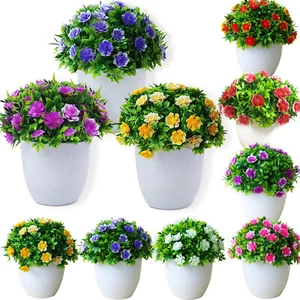 Künstliche Blumen Im Topf Kunstpflanzen Strauss Tisch Hochzeit Balkon Dekor - Bild 1 von 17