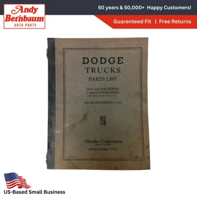 1935-1936 Dodge Camion 3 E 4-Ton Modelli Fabbrica Parti List Letteratura Catalog - Immagine 1 di 4