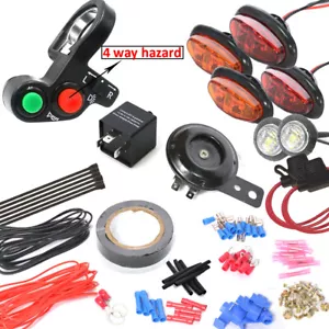 Hágalo usted mismo ATV UTV Señal de giro Calle Legal Ovalada Kit de luz LED con bocina Manillar Interruptor - Imagen 1 de 12