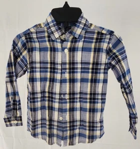 Nautica Toddler Boys 4T Button Up Blue/White/Yellow Plaid Long Sleeve Top  - Picture 1 of 3