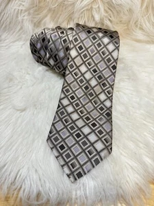 Calvin Klein Silk Geometric Brown Tones Men’s Neck Tie - Picture 1 of 6