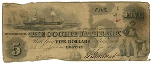 1849 Cochituate Bank Boston Massachusetts MA 5 $ No.314 (L1728) - Bild 1 von 2