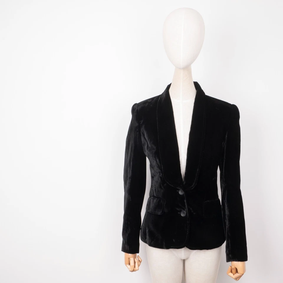 Blazer DOLCE&GABBANA Para Mujer Terciopelo Negro Clásico Sencillo Calce Ajustado S Foto 1 de 4