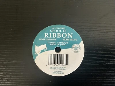 OFFRAY Spool o Ribbon 1/8” x 10 Yds 100% Polyester WHITE - Image 1 of 3