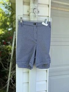 NWT Talbots Fun & Classic Navy White Gingham Check 7” Chino Shorts 16W - Picture 1 of 6