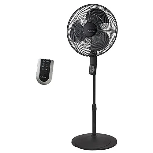 Lasko S16612 Oscillating 16″ Adjustable Pedestal Stand Fan with Timer, Thermosta - Image 1 of 4