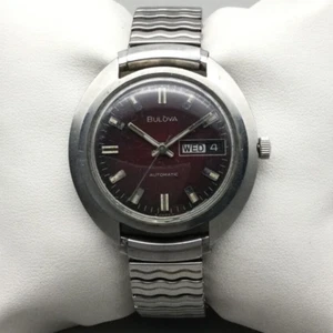 Reloj Automático De Colección Bulova Jet Star Hombre 39mm Tono Plateado Esfera Roja Elastizado 1973 - Imagen 1 de 14