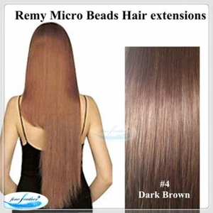 22"Indian 100% Human Micro Beads 6A Hair Extensions 100pcs Double Drawn #4 Brown - Bild 1 von 1