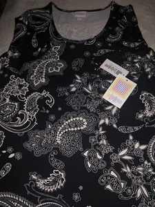 Lularoe Medium Perfect T Black/White Huge Paisley 12-18 Unicorn 🦄 Retired New - Picture 1 of 10