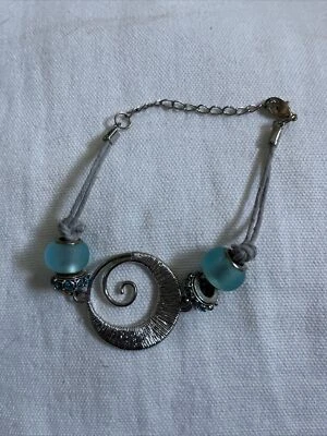 SWIRL SND BEAD BRACELET -HANDMADE, Chain/HEMP CORD-9” Gift - Изображение 1 из 2