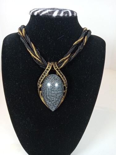 MICHAEL KORS Collana Ciondolo Perline Nuovo con Etichette Boho MCM Colore Semi Nero & Oro 16