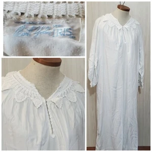 Vintage Iris by Bert Yelin Long Nightgown White Chic Size M/14 Long Sleeve Nylon - Picture 1 of 12