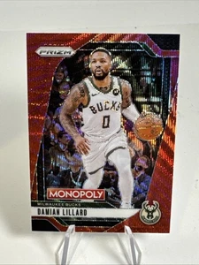 2024-25 Prizm NBA Monopoly DAMIAN LILLARD #8 Red Wave Prizm - Bucks - Picture 1 of 2