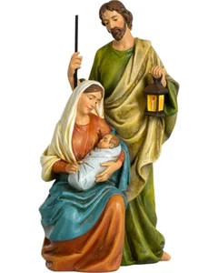 Statua presepe Sacra Famiglia in pasta di legno della Valgardena made in Italy - Foto 1 di 6